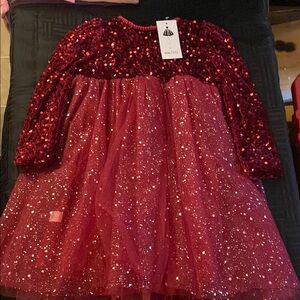 Sparkling Burgundy Sequin Kids Formal Dress